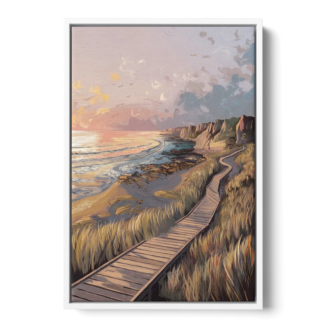 Anchorage Coastal Landscape - White Frame Canvas
