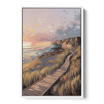 Anchorage Coastal Landscape - White Frame Canvas