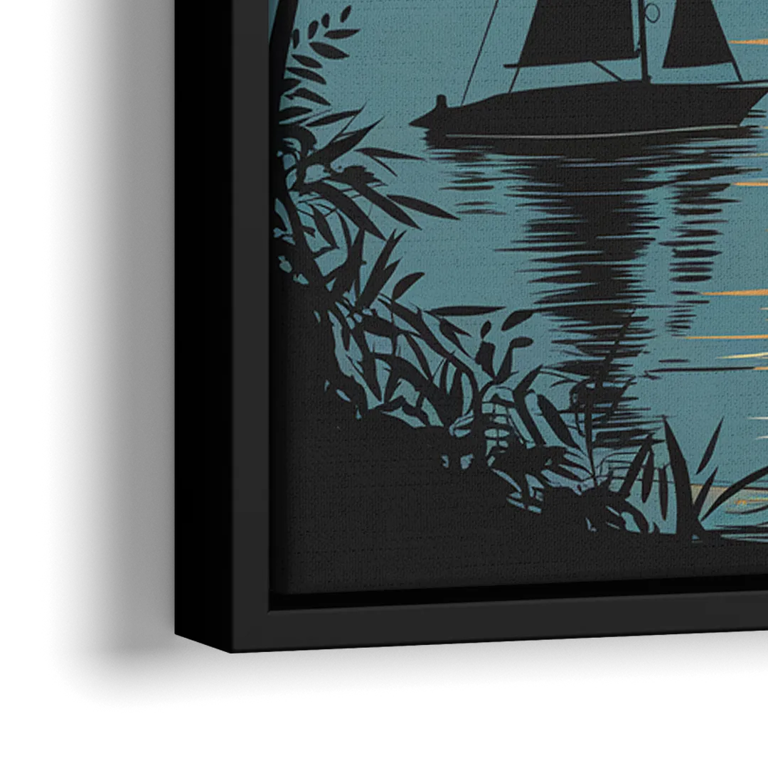 Key West Sunset Over Water - Close-Up Black Frame Canvas