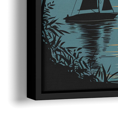 Key West Sunset Over Water - Close-Up Black Frame Canvas