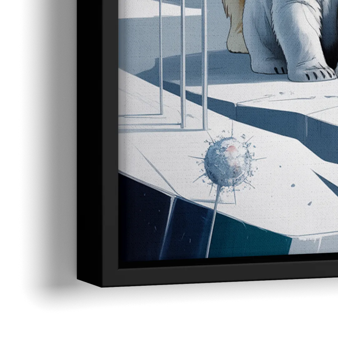 Polar Bear Majesty - Close-Up Black Frame Canvas