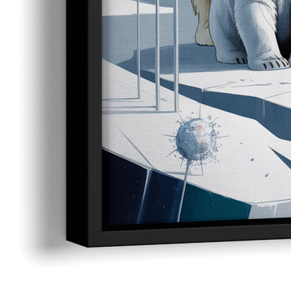 Polar Bear Majesty - Close-Up Black Frame Canvas