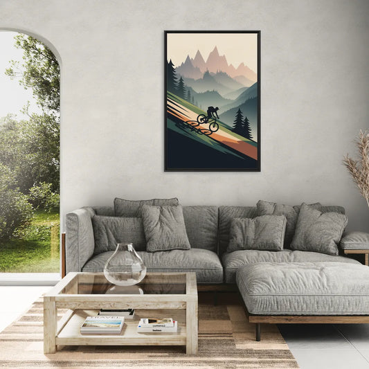Mountain Biking Trails - Living Room Black Frame Canvas