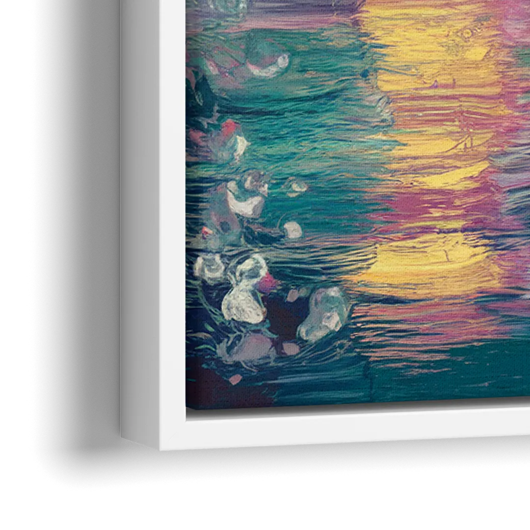 New Orleans Skyline at Sunset - Close-Up White Frame Canvas