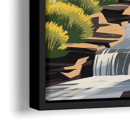 Greenville Scenic Falls Park - Close-Up Black Frame Canvas
