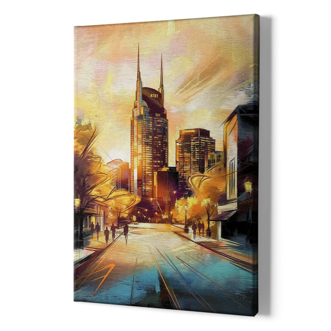Nashville Downtown Streets - Canvas Print Art Sides