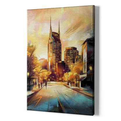 Nashville Downtown Streets - Canvas Print Art Sides