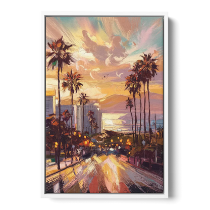 Los Angeles Golden Hour - White Frame Canvas