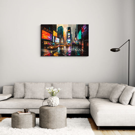 New York City Vibrant Street Scenes - Canvas Wall Art Living Room