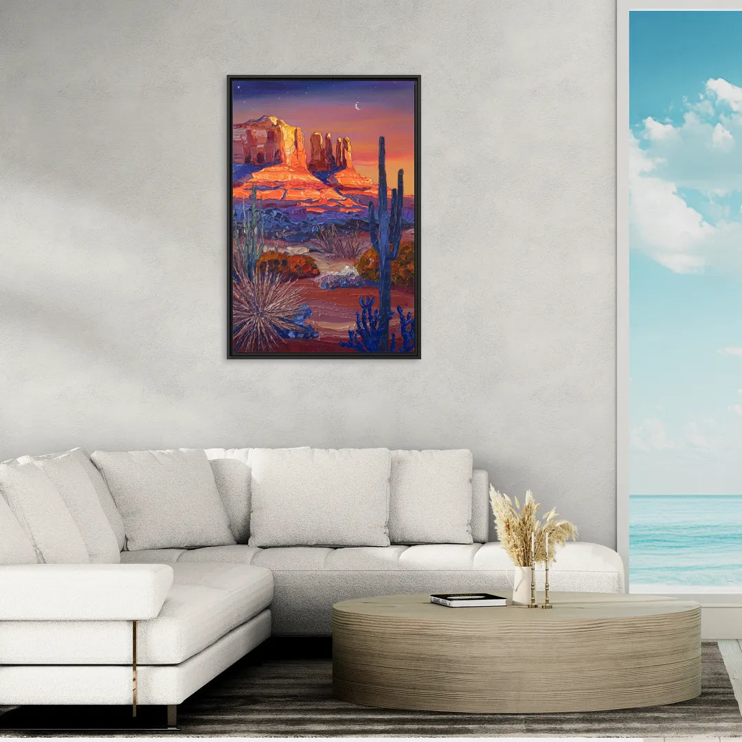 Sedona Desert Twilight - Living Room Black Frame Canvas