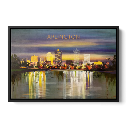 Arlington Cityscape Reflection - Black Frame Canvas