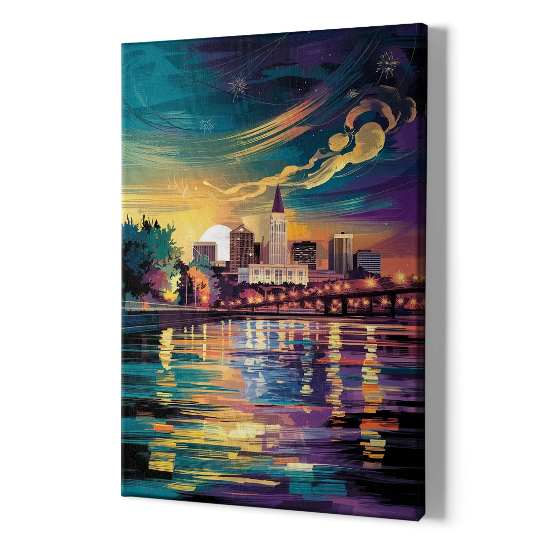 New Orleans Cityscape Reflections - Canvas Print Art Sides