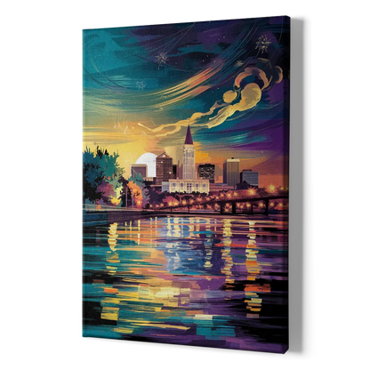 New Orleans Cityscape Reflections - Canvas Print Art Sides