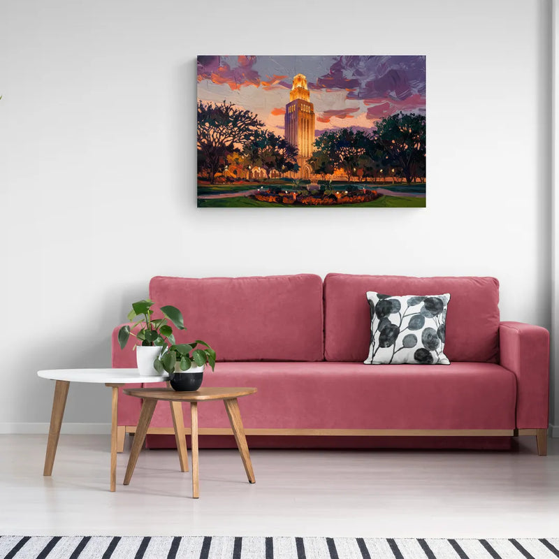 Austin Ut Tower Glow - Canvas Wall Art Living Room