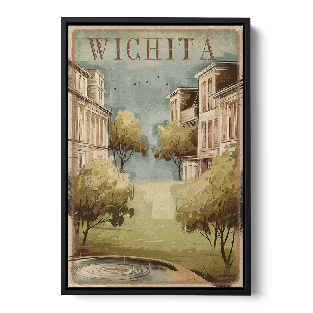 Wichita Vintage Aesthetic - Black Frame Canvas