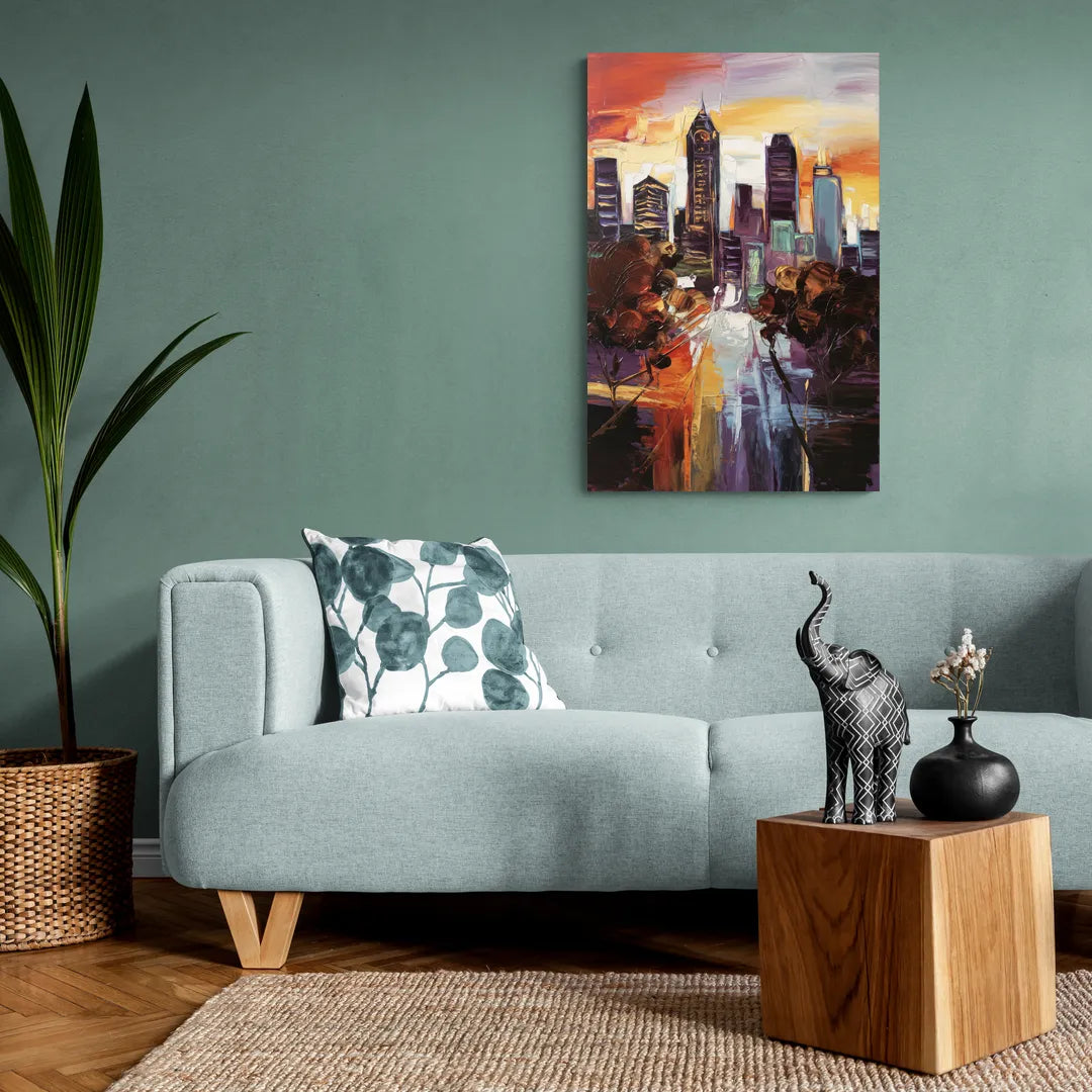 Atlanta Vintage Skyline - Canvas Wall Art Living Room