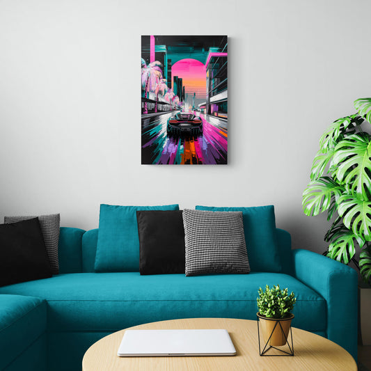 Miami Vice Neon Nights - Canvas Wall Art Living Room