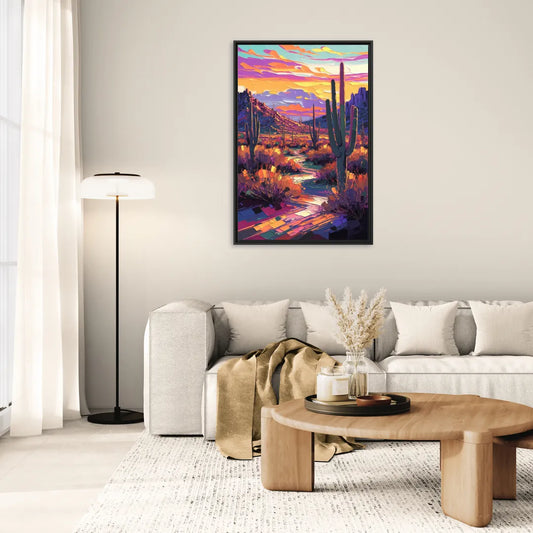 Scottsdale Desert Sunset - Living Room Black Frame Canvas