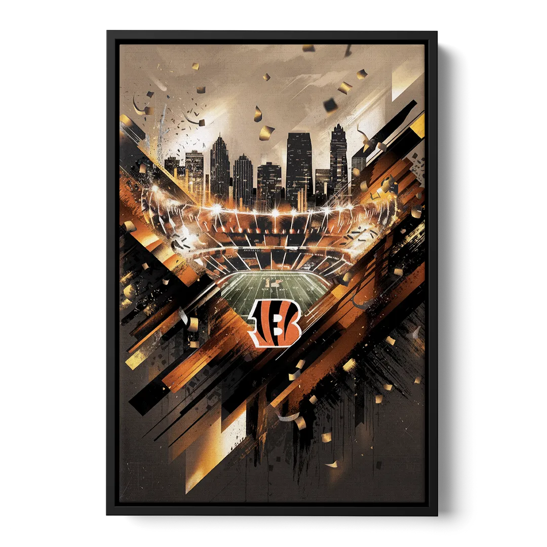 Cincinnati Bengals AFC Championship Celebration - Black Frame Canvas