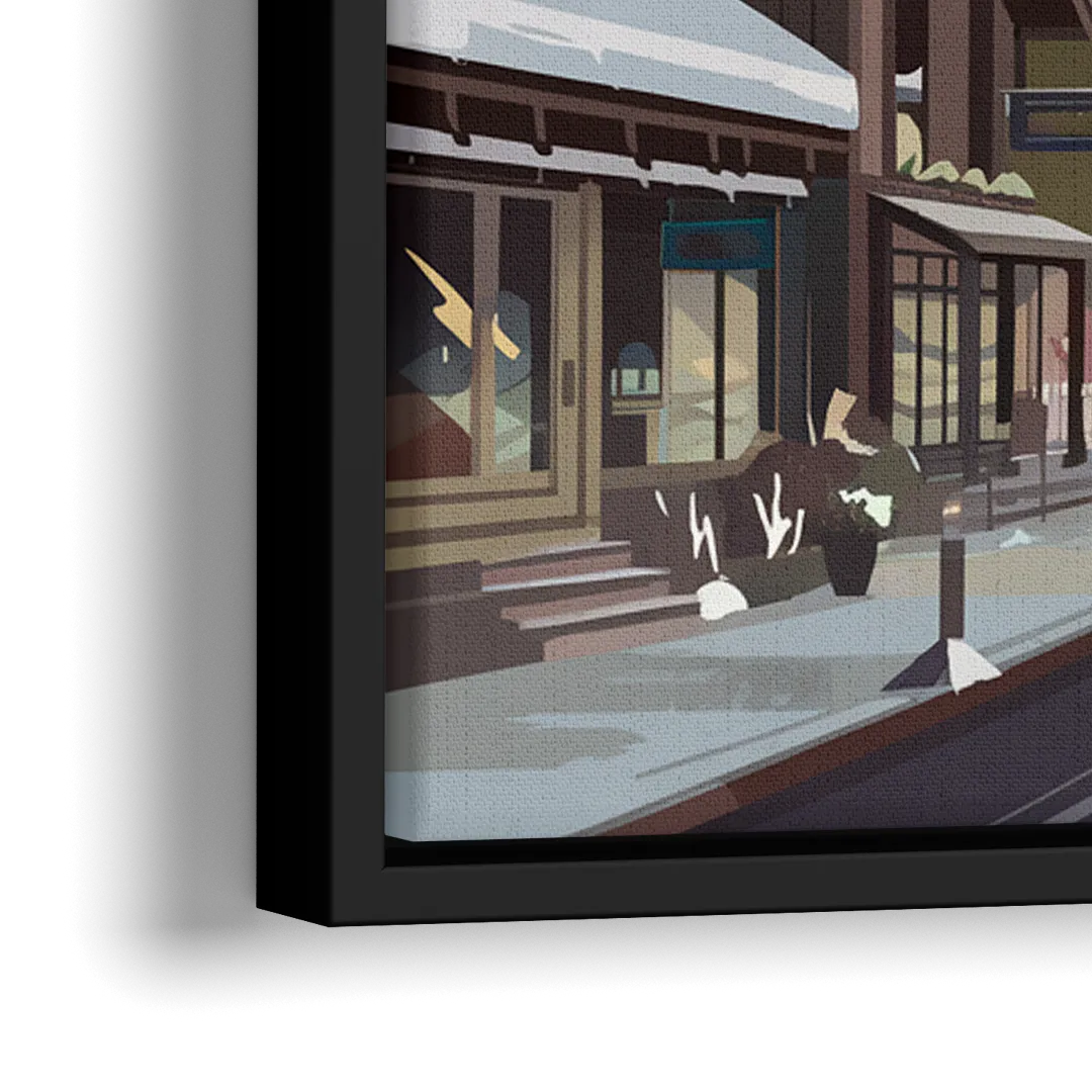 Telluride Ski Village View - Close-Up Black Frame Canvas