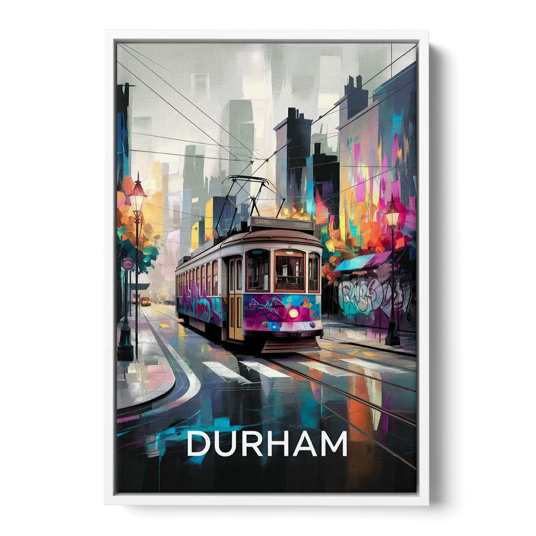 Durham Street Art Vibes - White Frame Canvas