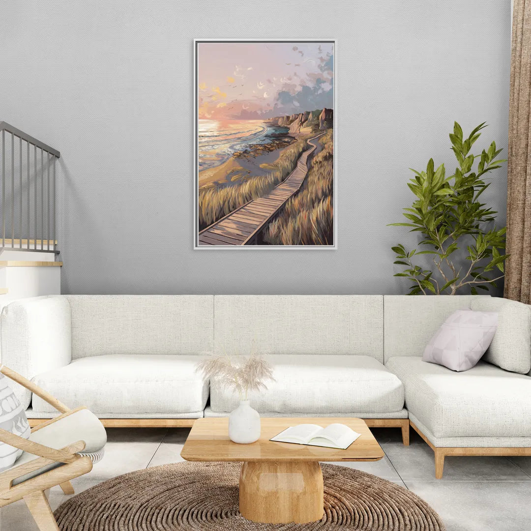 Anchorage Coastal Landscape - Living Room White Frame Canvas
