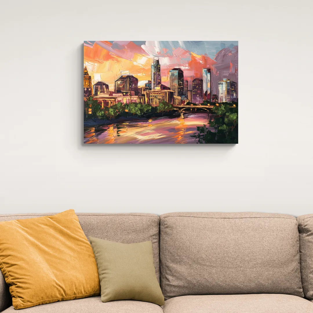 Austin Urban Charm - Canvas Wall Art Living Room