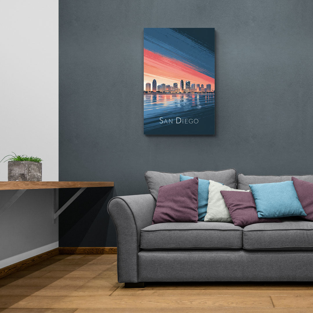 San Diego Urban Skyline - Canvas Wall Art Living Room