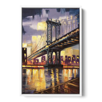 New York City Iconic Bridges - White Frame Canvas