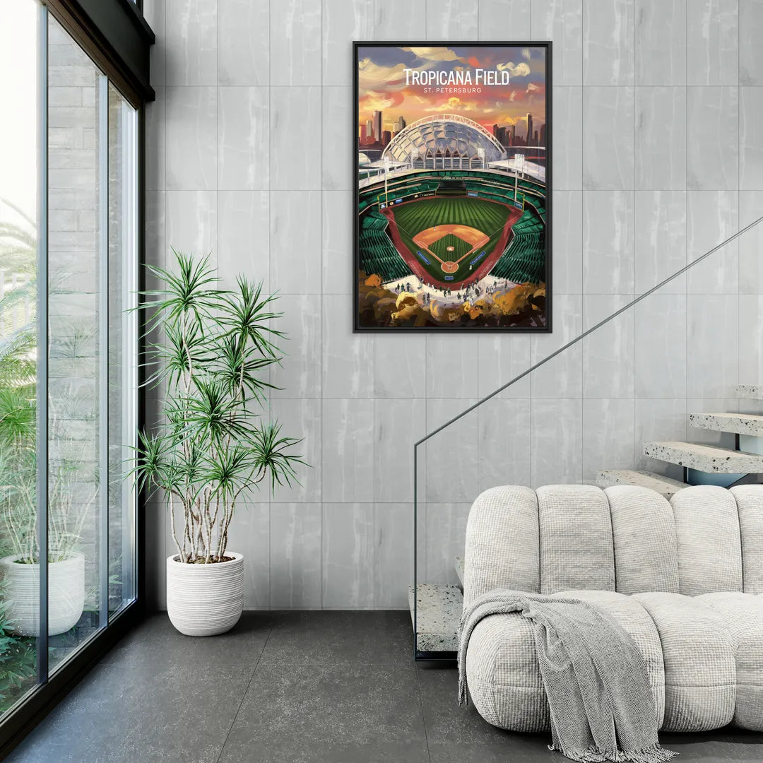 St. Petersburg Tropicana Field Scene - Living Room Black Frame Canvas