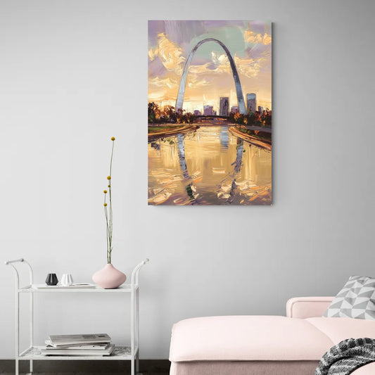 St. Louis Gateway Arch Reflection - Canvas Wall Art Living Room