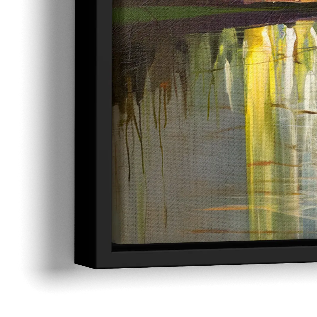 Arlington Cityscape Reflection - Close-Up Black Frame Canvas