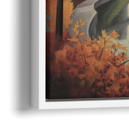 Niagara Parkway Autumn Scenic - Close-Up White Frame Canvas
