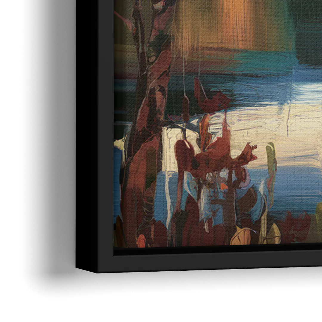 Lake Placid Adirondack Serenity - Close-Up Black Frame Canvas