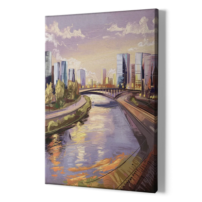 Riverside Urban Landscape - Canvas Print Art Sides
