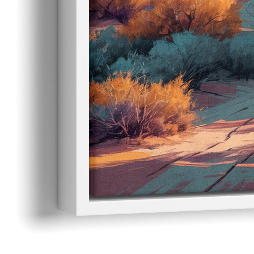 Tucson Cactus Landscape - Close-Up White Frame Canvas
