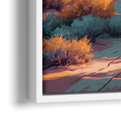 Tucson Cactus Landscape - Close-Up White Frame Canvas