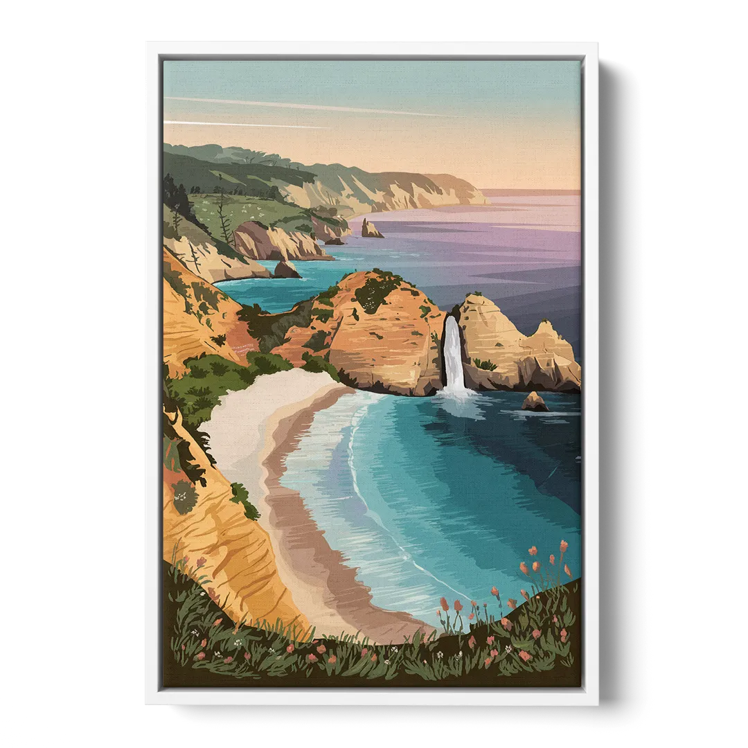Big Sur Serene Landscape - White Frame Canvas