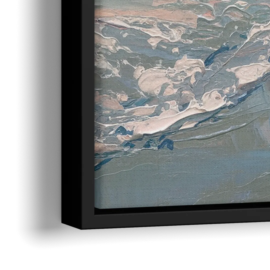 Huntington Beach Ocean Waves - Close-Up Black Frame Canvas