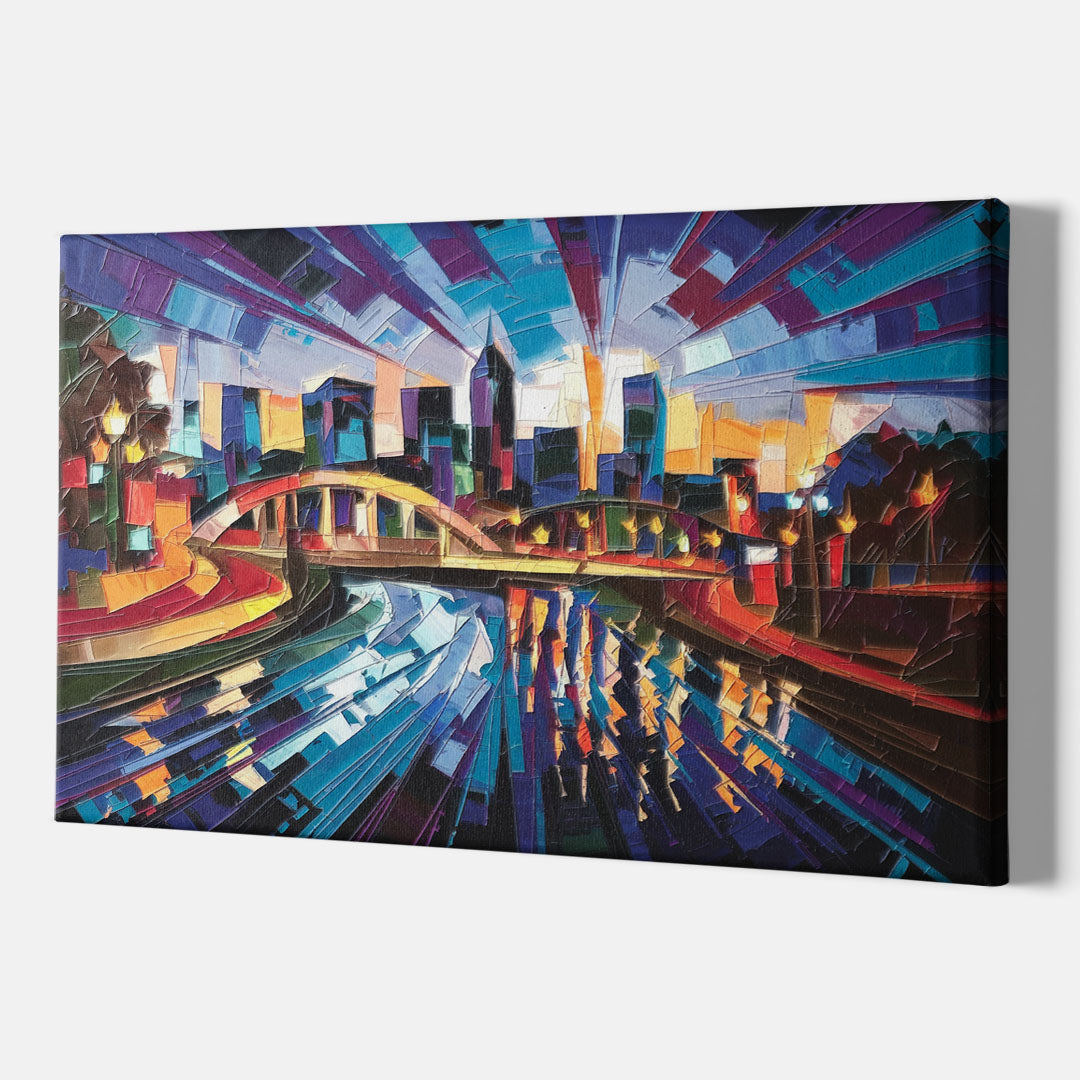 Greenville Vibrant Cityscape - Canvas Wall Art Indoor