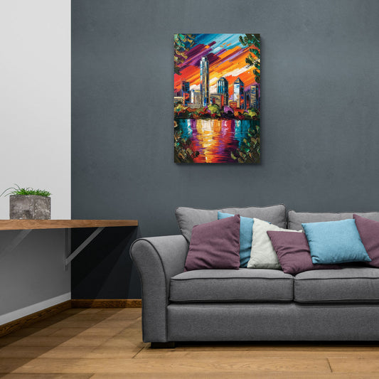 Austin Downtown Vibes - Canvas Wall Art Living Room