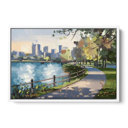 Burlington Lakefront Pathways - White Frame Canvas