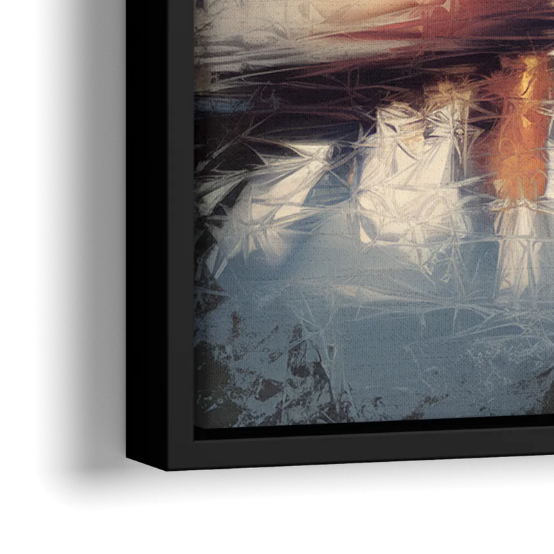 Cincinnati Skyline with River Reflection - Close-Up Black Frame Canvas