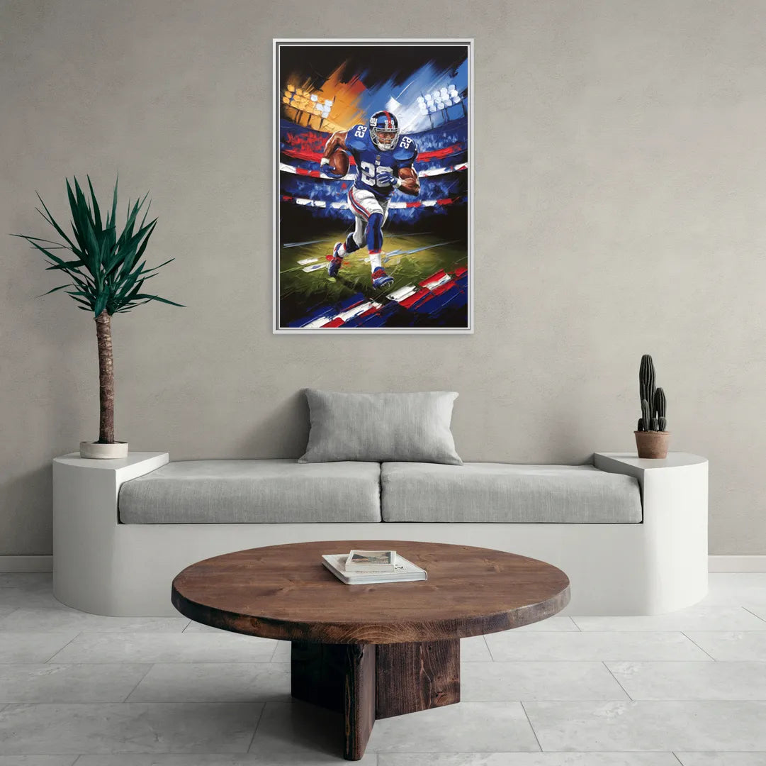 New York City Giants Football - Living Room White Frame Canvas