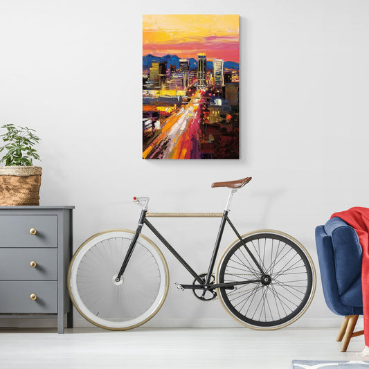 Phoenix Arizona Downtown Lights - Canvas Wall Art Living Room