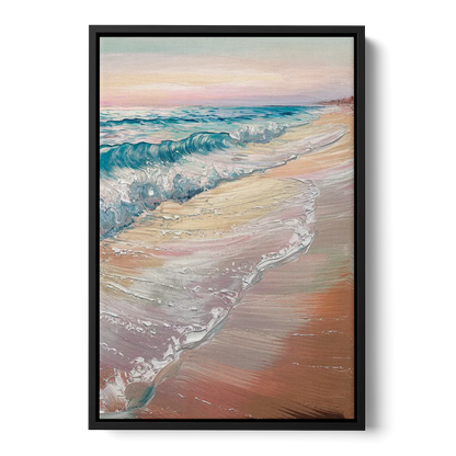 Long Beach California Ocean Waves - Black Frame Canvas