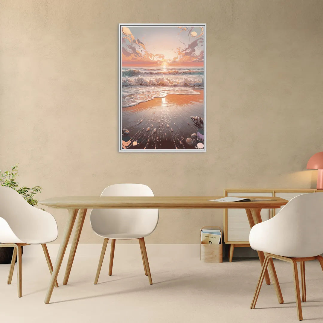Dunedin Coastal Sunrise - Living Room White Frame Canvas