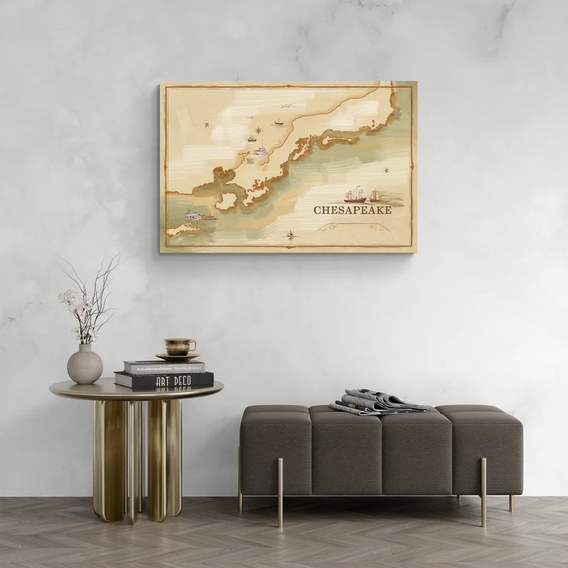 Chesapeake Bay Map Elegance - Canvas Wall Art Living Room