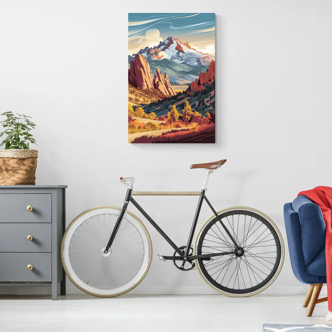 Colorado Springs Pikes Peak Panorama - Canvas Wall Art Living Room