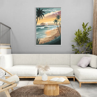 Huntington Beach Pacific Coast - Living Room White Frame Canvas